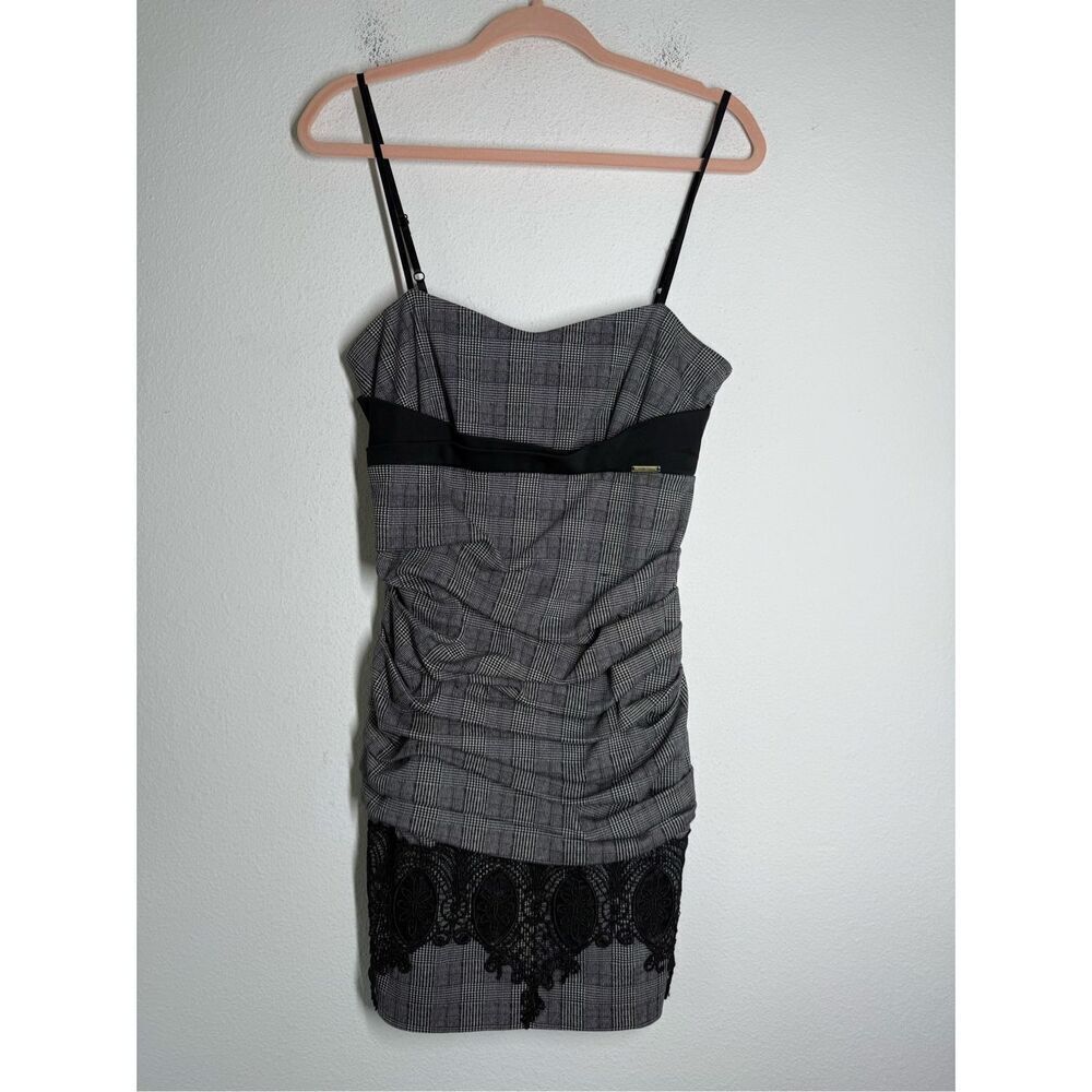 RINASCIMENTO Mini Dress Lace Trim Spaghetti Straps Ruched Front Sz S See Notes